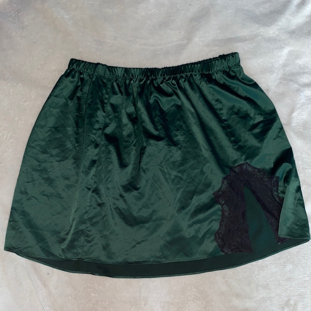 Green Silk Mini Skirt
